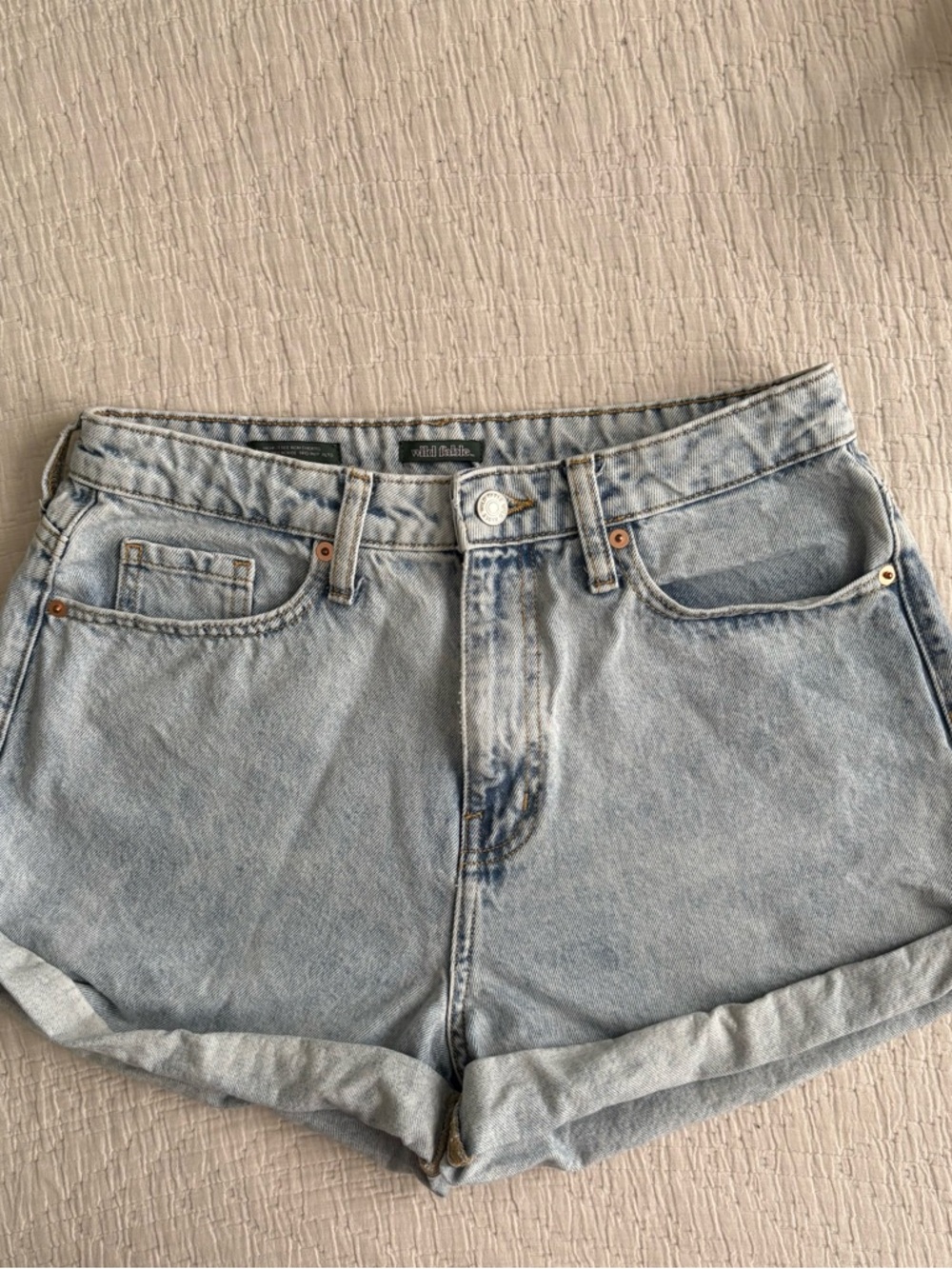 wild fable Light Wash High-Rise Cuffed Denim Shorts